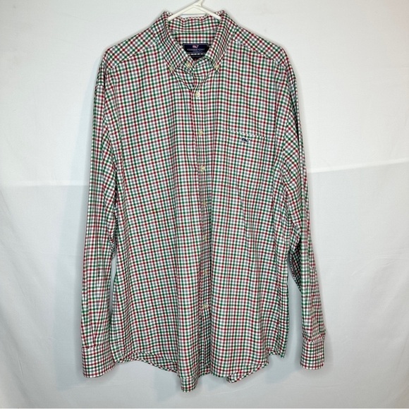 Vineyard Vines Plaid Red Green Button Down Classic Fit Tucker Shirt Men’s XL - Picture 2 of 9